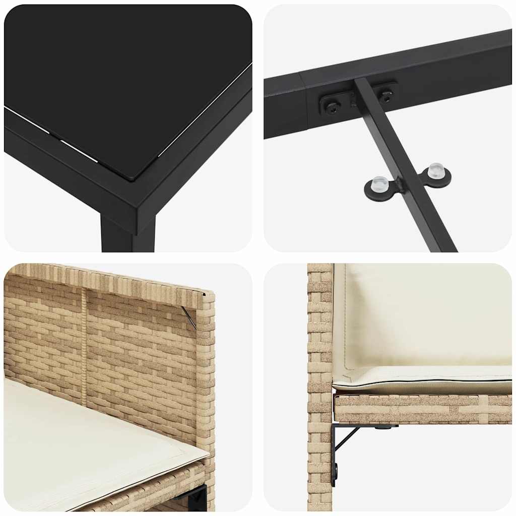 Kert étkező szett 5 pcs Bézs polirattan