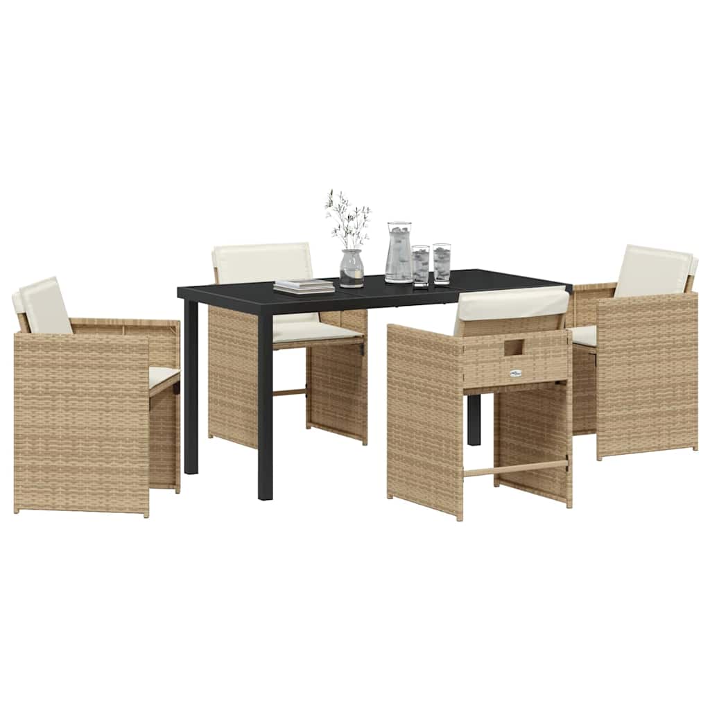 Kert étkező szett 5 pcs Bézs polirattan