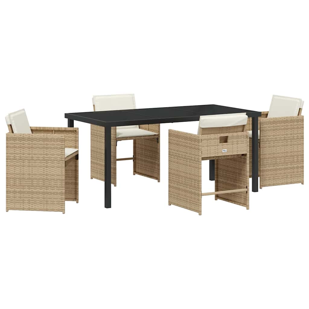 Kert étkező szett 5 pcs Bézs polirattan