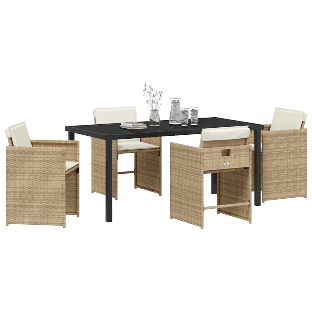Kert étkező szett 5 pcs Bézs polirattan