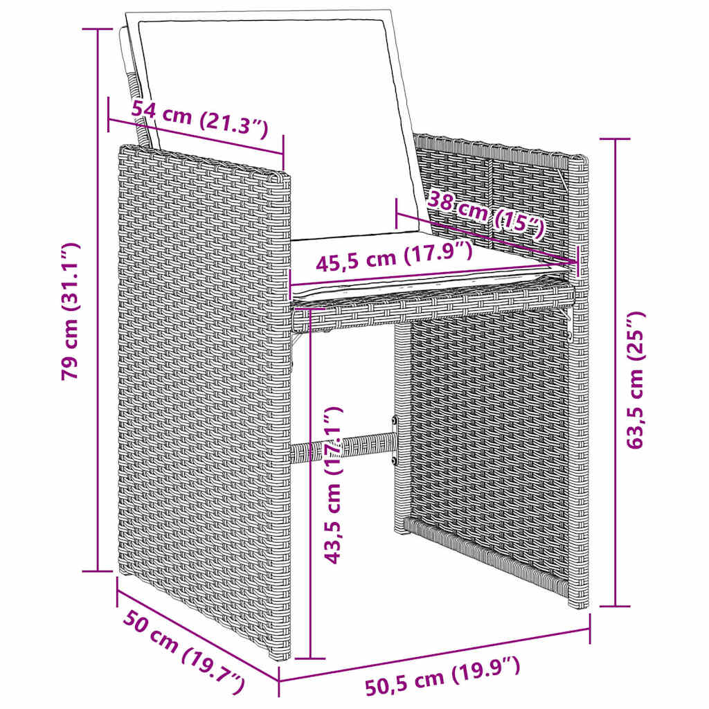 Kert étkező szett 5 pcs Világosszürke polirattan