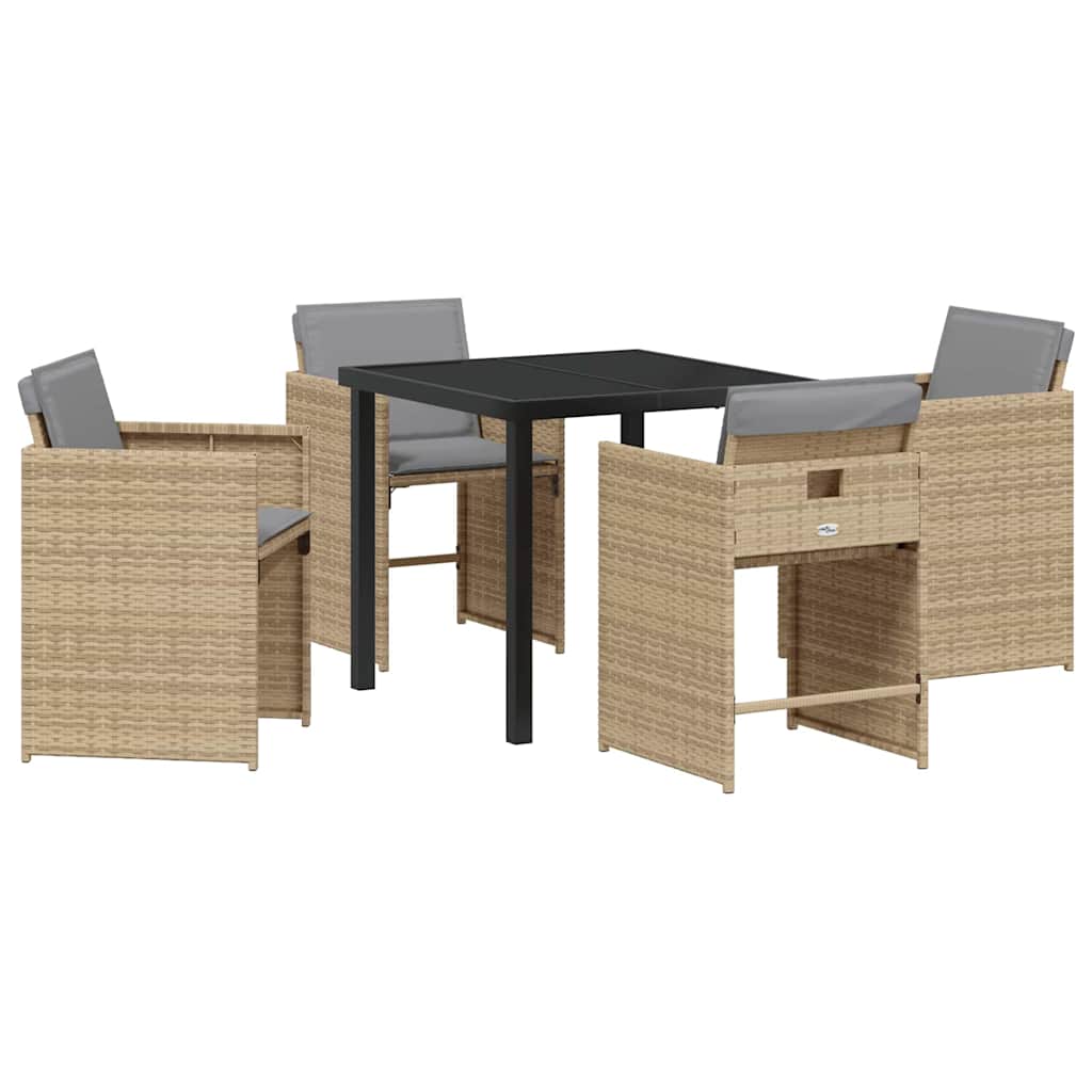 Kert étkező szett 5 pcs Bézs polirattan