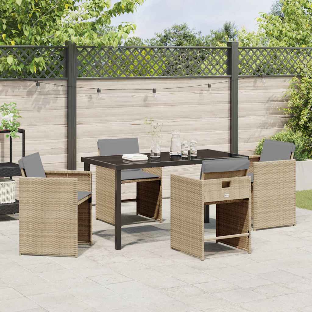 Kert étkező szett 5 pcs Bézs polirattan