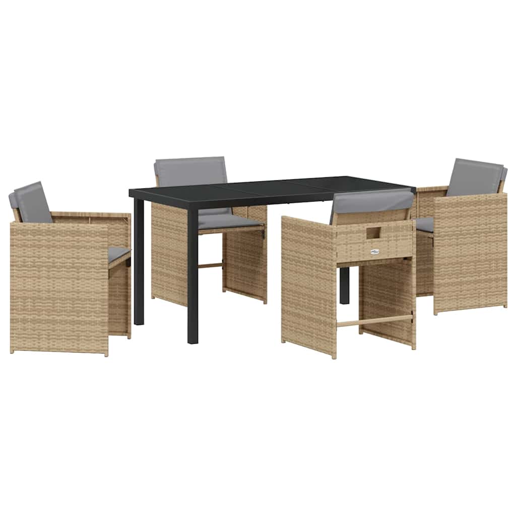 Kert étkező szett 5 pcs Bézs polirattan