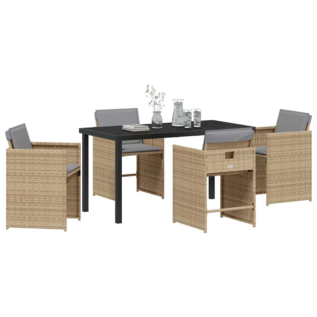 Kert étkező szett 5 pcs Bézs polirattan