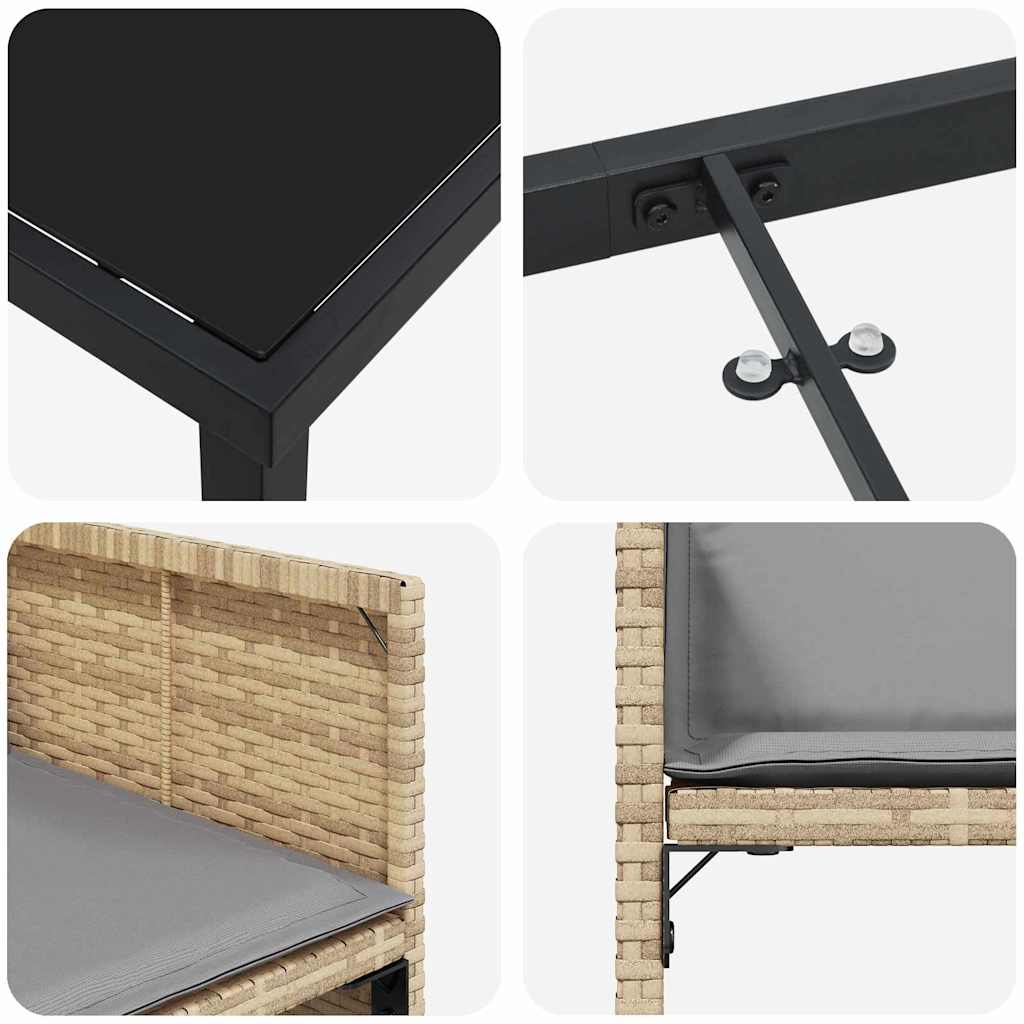Kert étkező szett 5 pcs Bézs polirattan