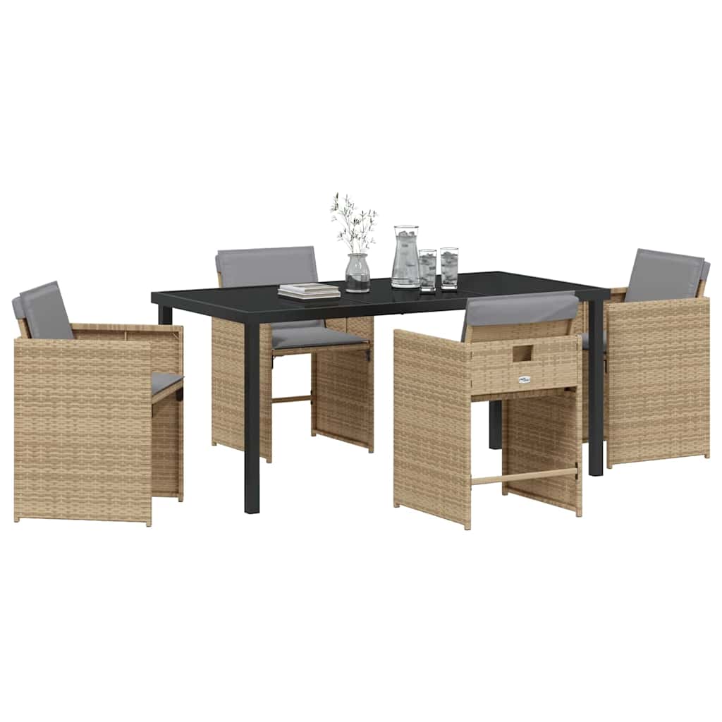 Kert étkező szett 5 pcs Bézs polirattan