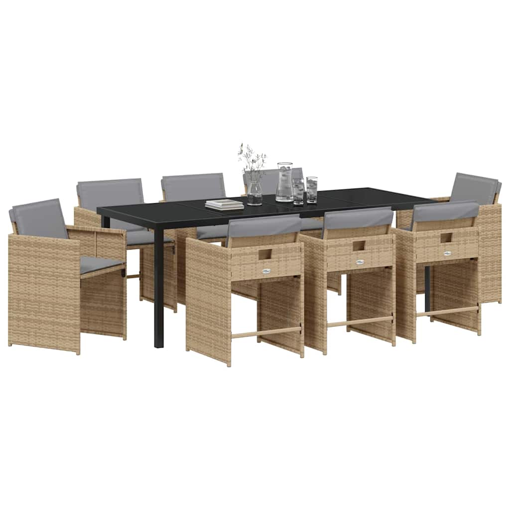 Kert étkező szett 9 pcs Bézs polirattan