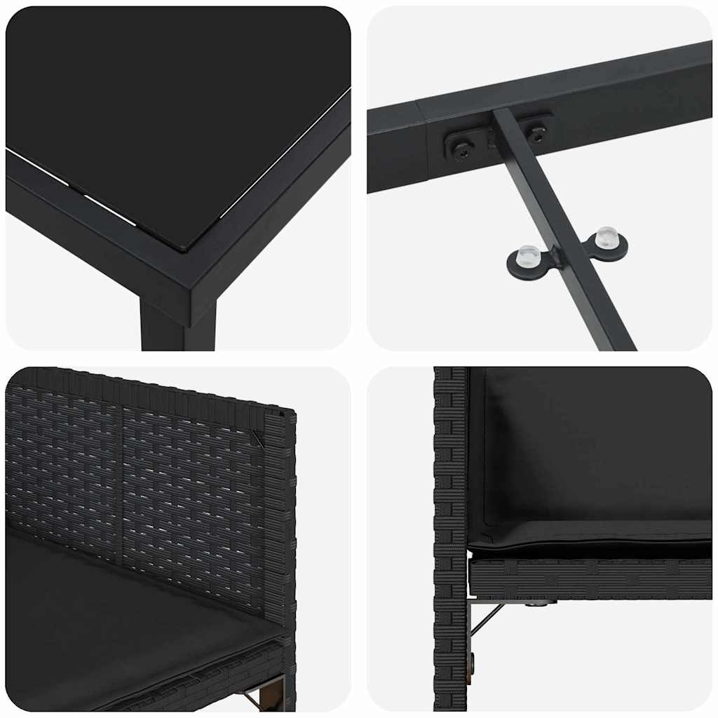 Kert étkező szett 5 pcs Fekete polirattan