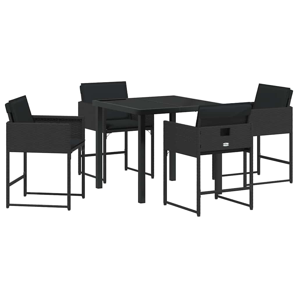 Kert étkező szett 5 pcs Fekete polirattan