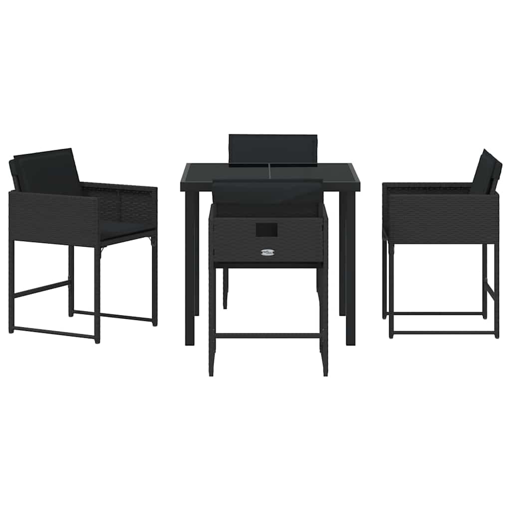 Kert étkező szett 5 pcs Fekete polirattan