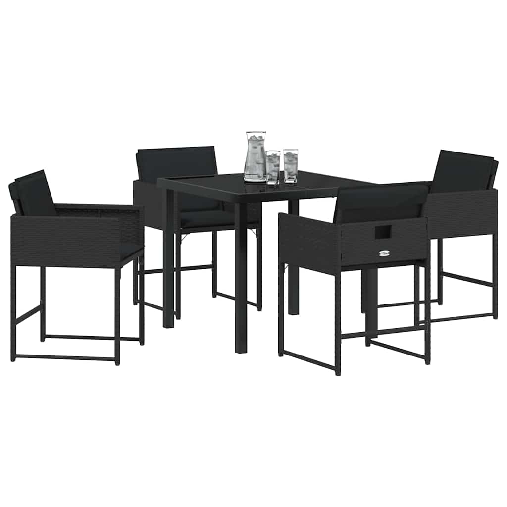 Kert étkező szett 5 pcs Fekete polirattan