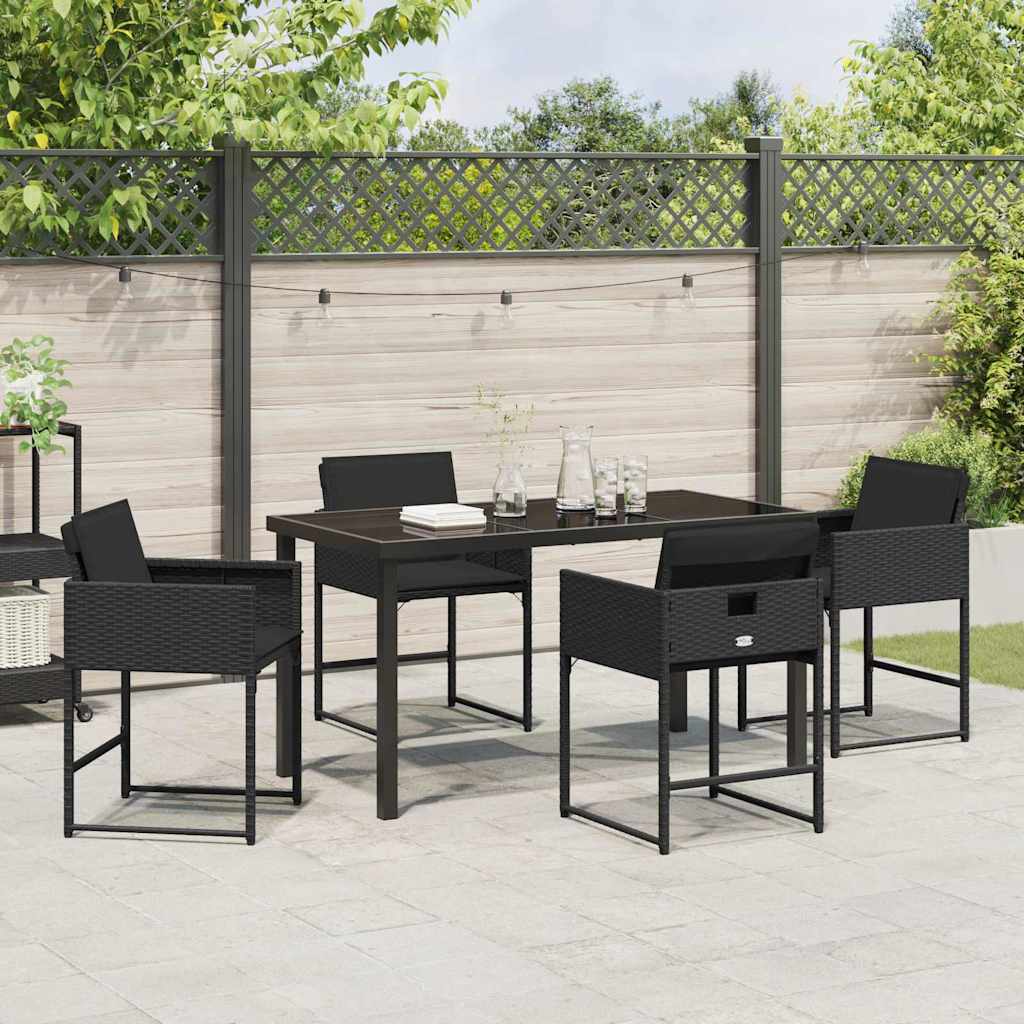 Kert étkező szett 5 pcs Fekete polirattan