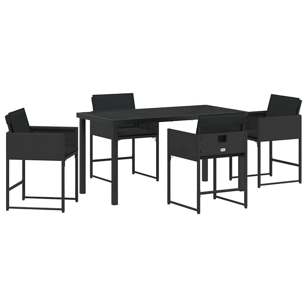 Kert étkező szett 5 pcs Fekete polirattan