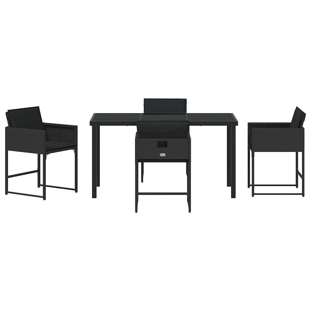Kert étkező szett 5 pcs Fekete polirattan