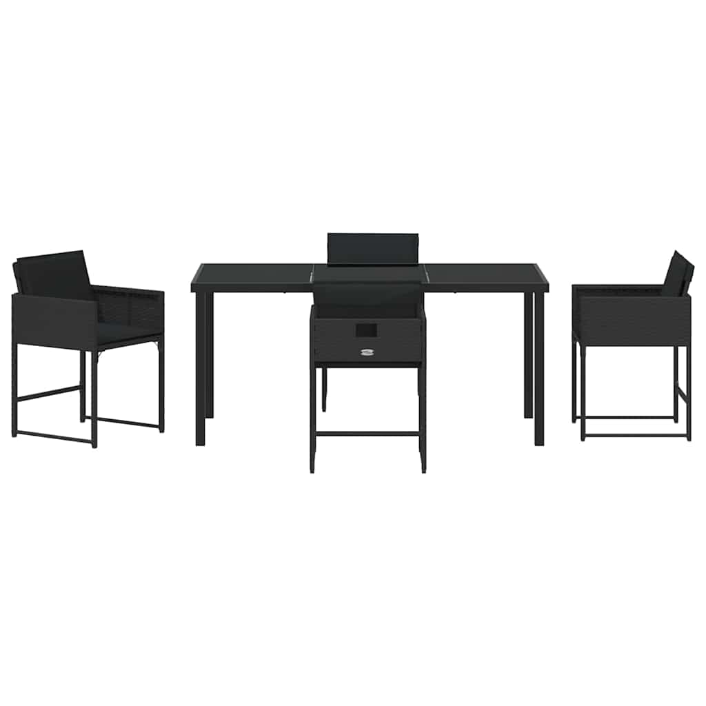 Kert étkező szett 5 pcs Fekete polirattan