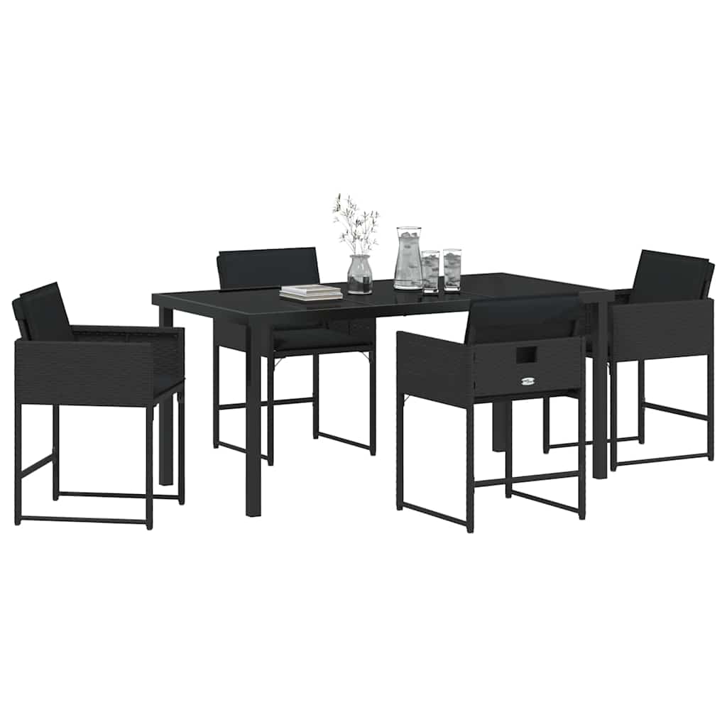 Kert étkező szett 5 pcs Fekete polirattan