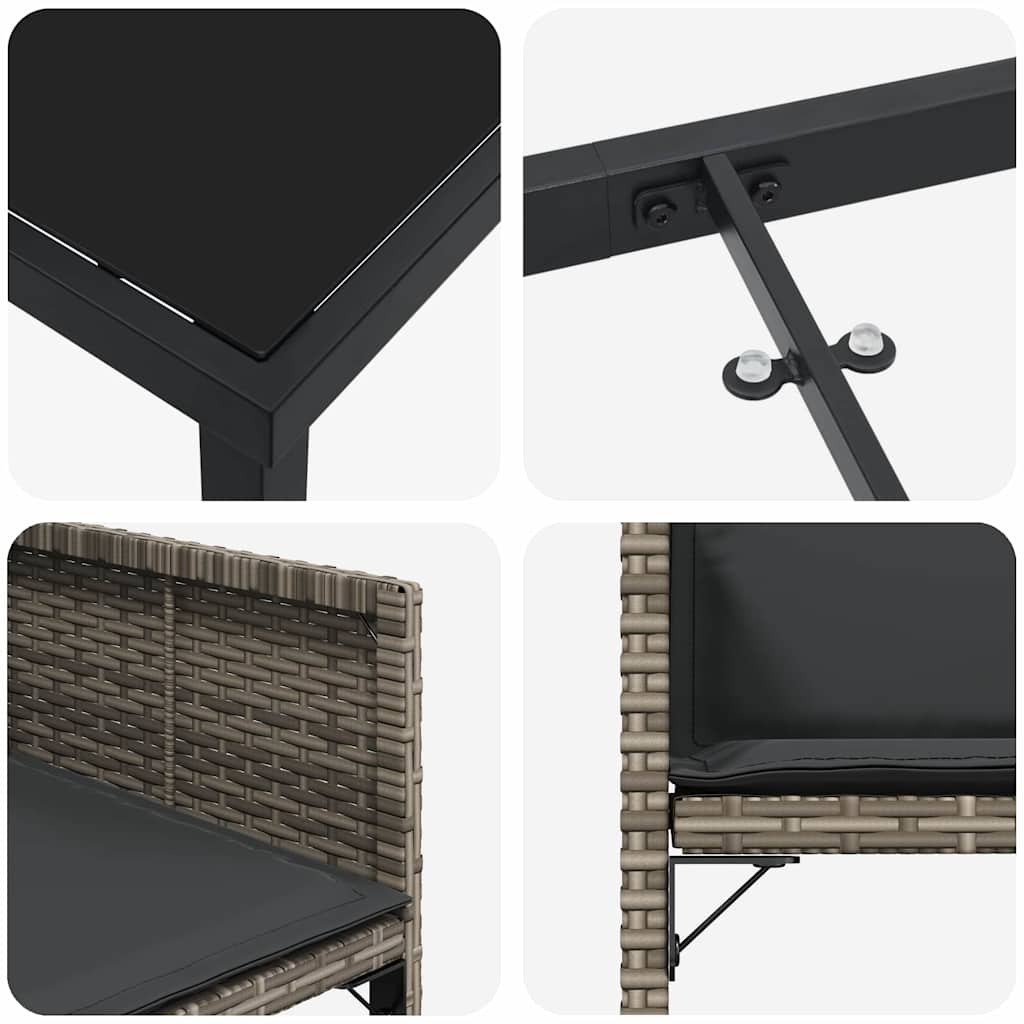 Kert étkező szett 5 pcs Szürke polirattan