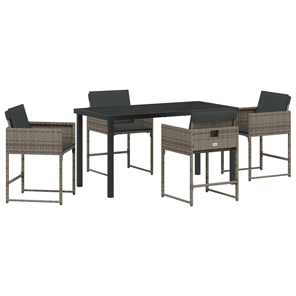 Kert étkező szett 5 pcs Szürke polirattan