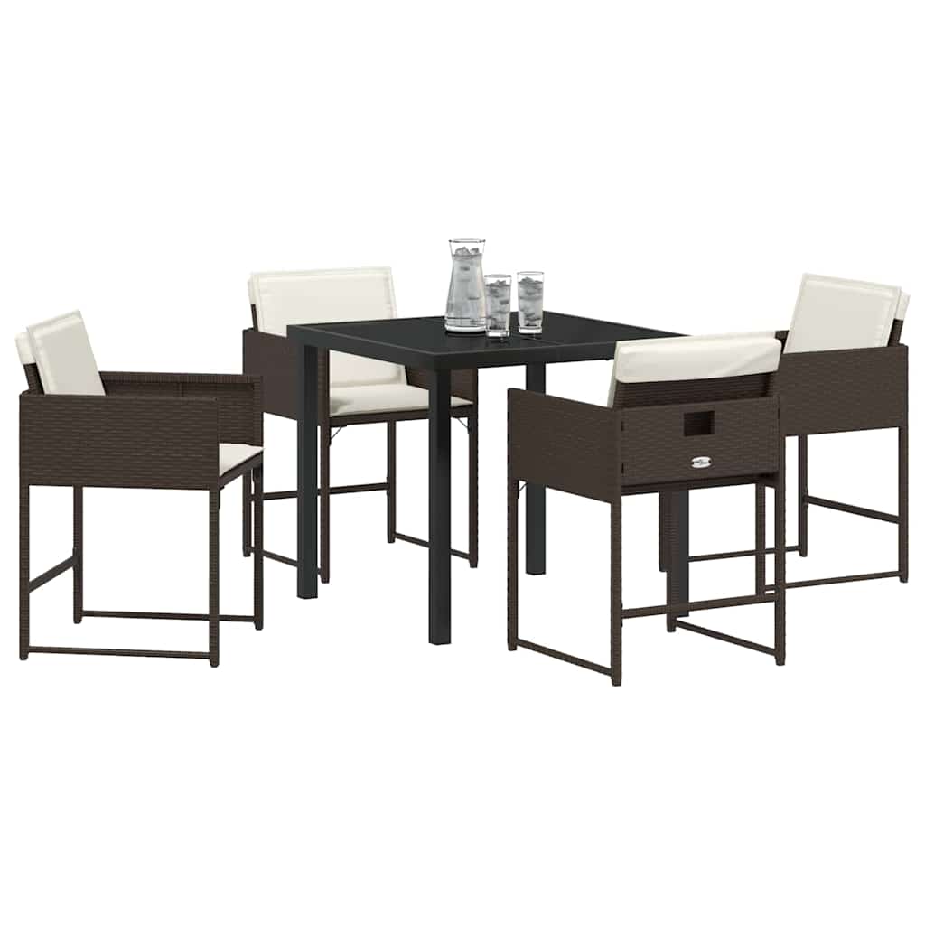 Kert étkező szett 5 pcs Barna polirattan