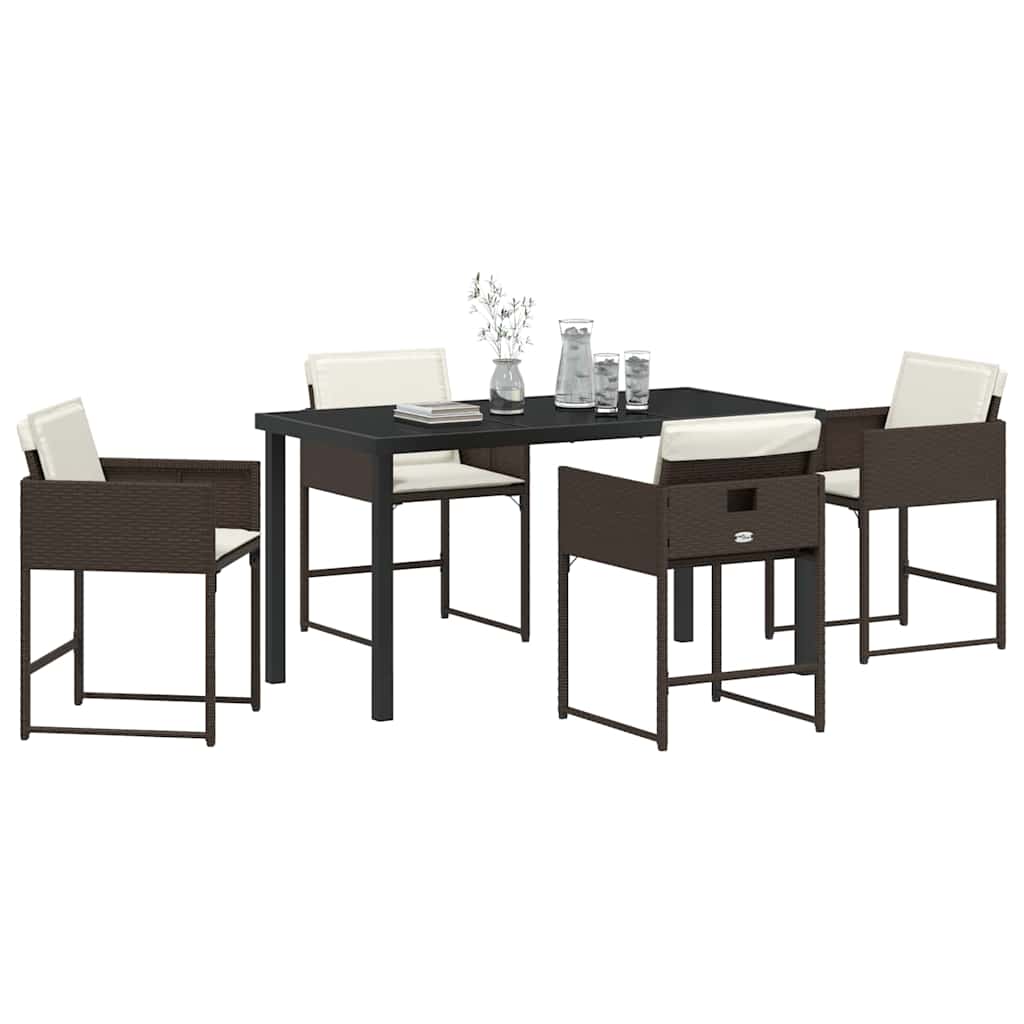 Kert étkező szett 5 pcs Barna polirattan