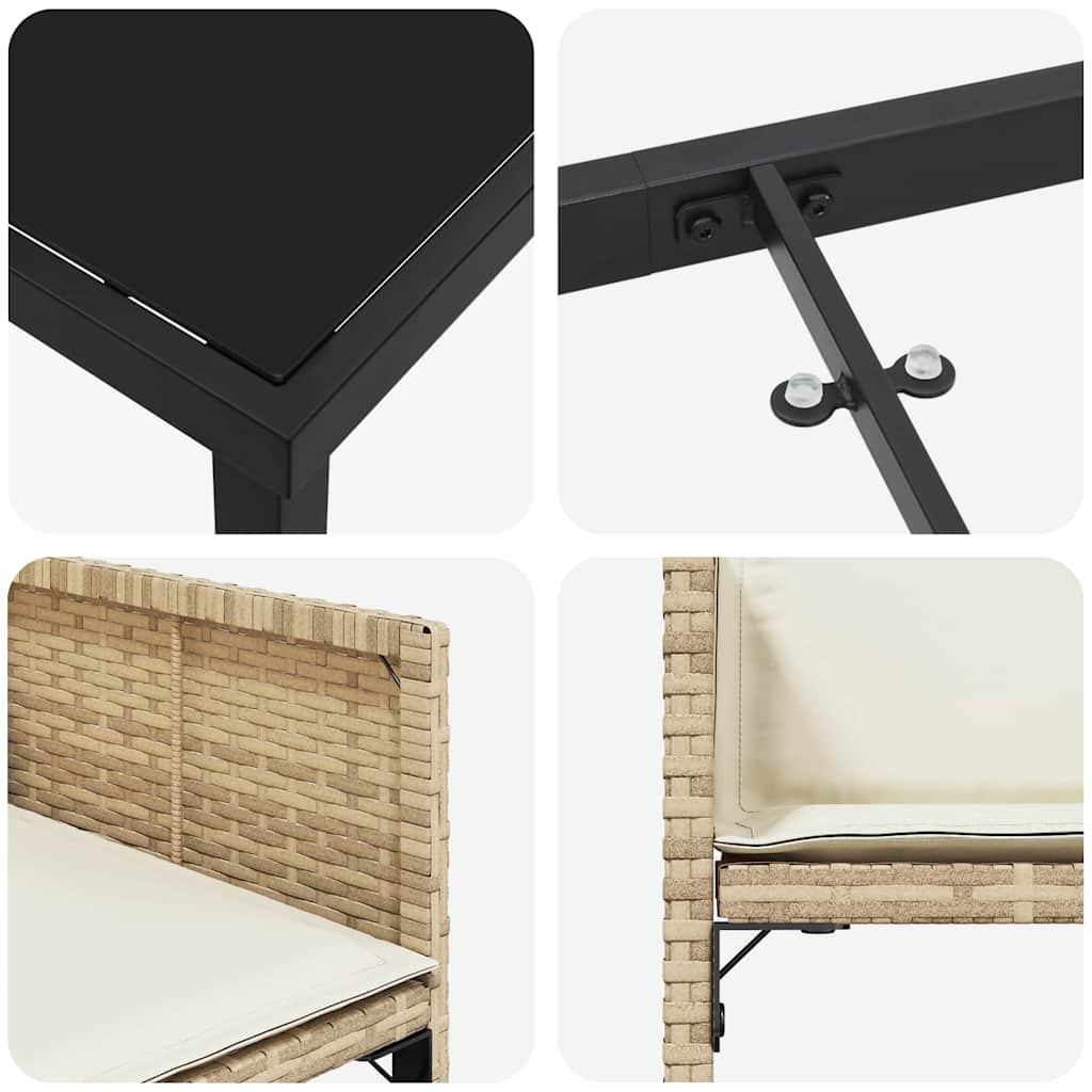 Kert étkező szett 5 pcs Bézs polirattan