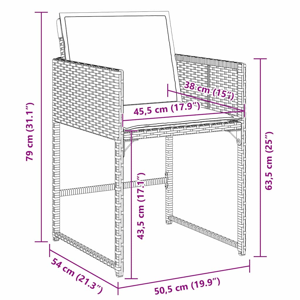 Kert étkező szett 5 pcs Bézs polirattan