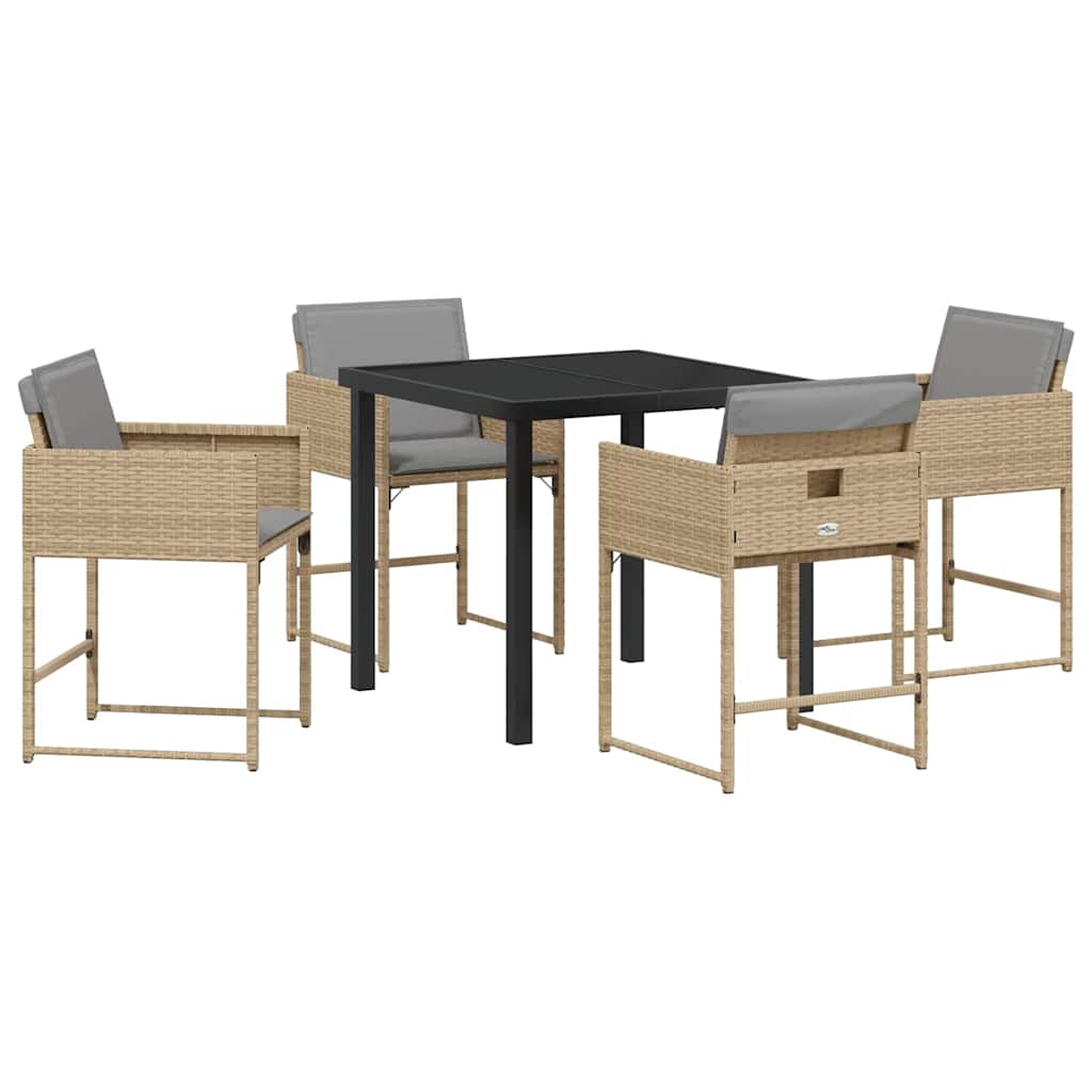 Kert étkező szett 5 pcs Bézs polirattan