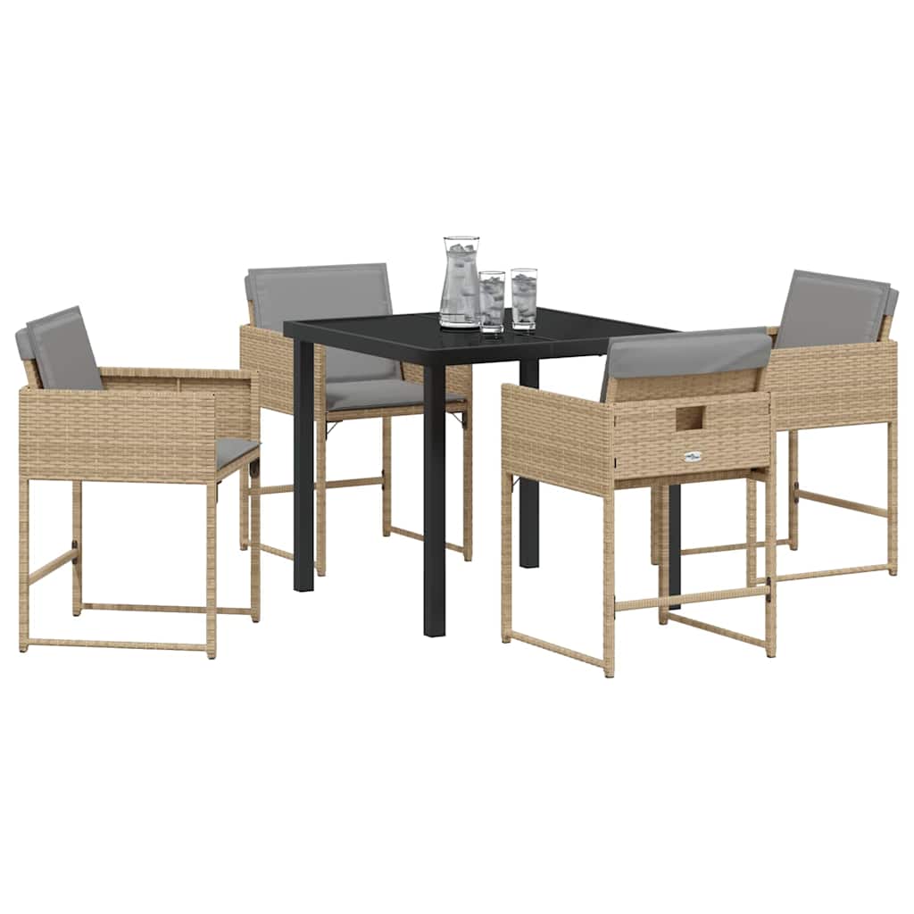 Kert étkező szett 5 pcs Bézs polirattan