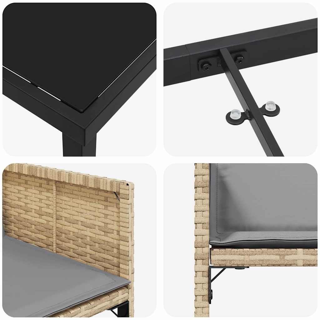 Kert étkező szett 5 pcs Bézs polirattan