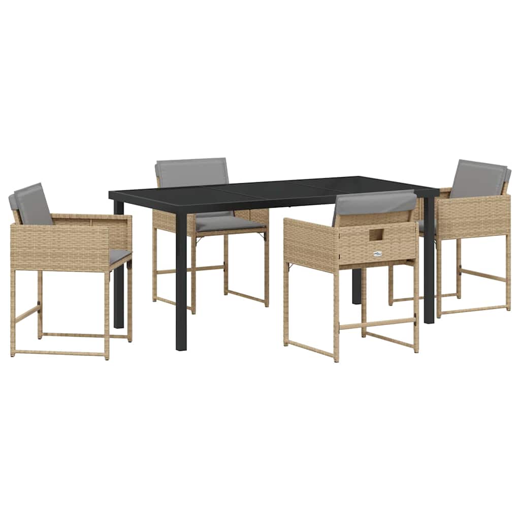 Kert étkező szett 5 pcs Bézs polirattan
