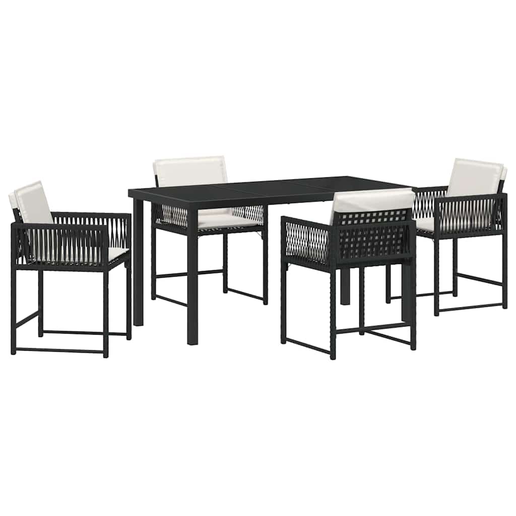 Kert étkező szett 5 pcs Fekete polirattan