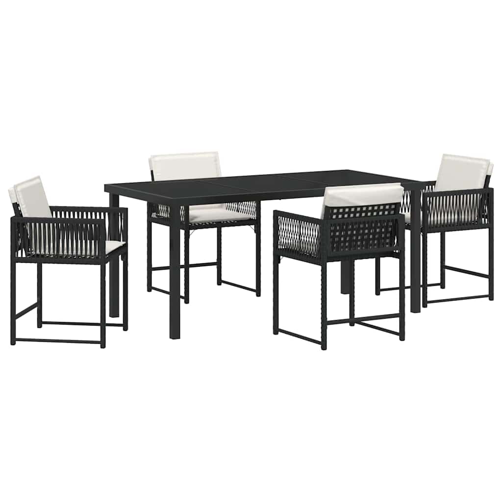 Kert étkező szett 5 pcs Fekete polirattan