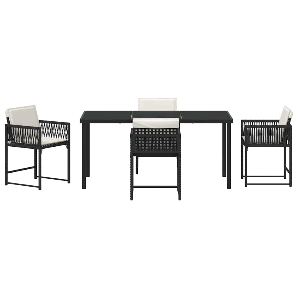 Kert étkező szett 5 pcs Fekete polirattan