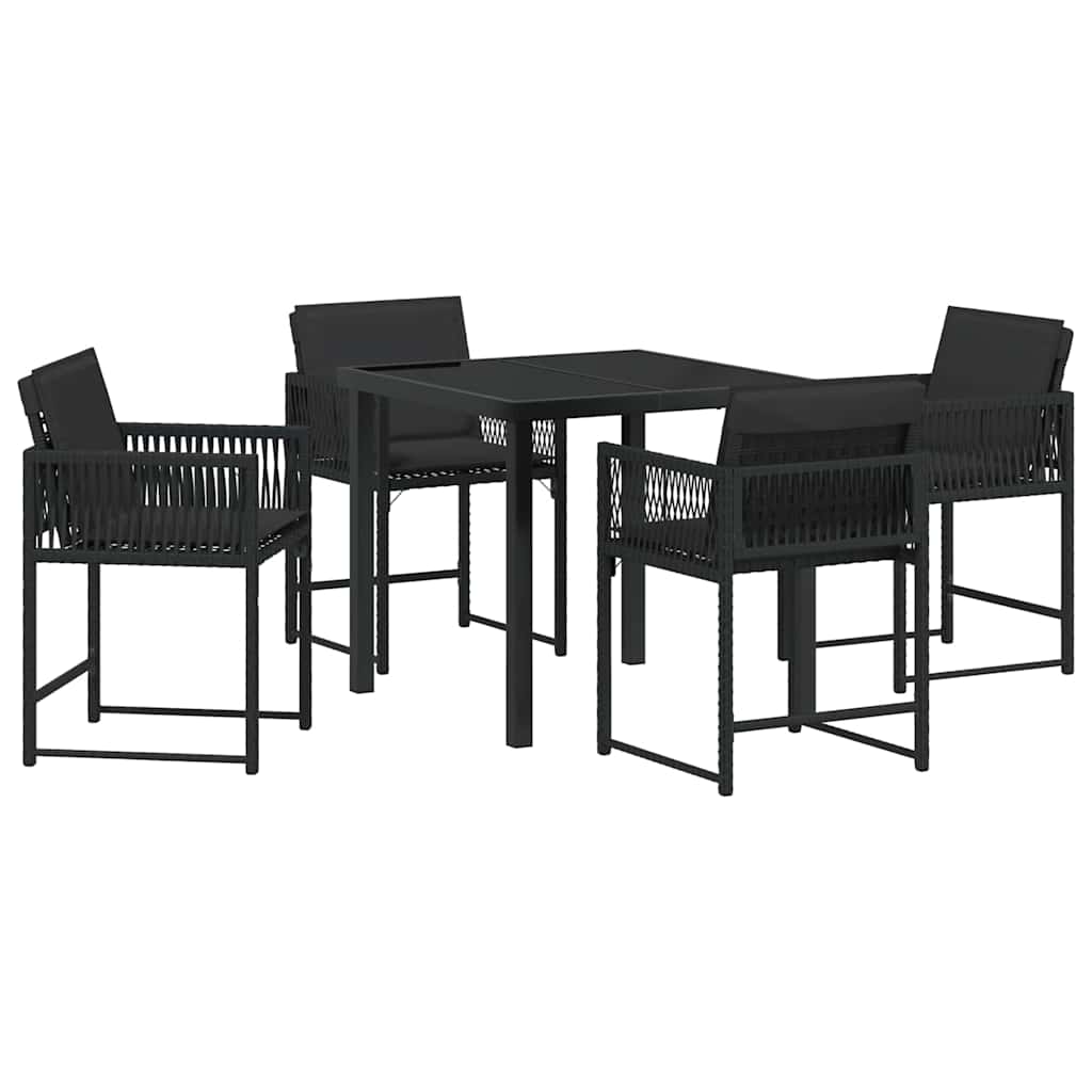 Kert étkező szett 5 pcs Fekete polirattan