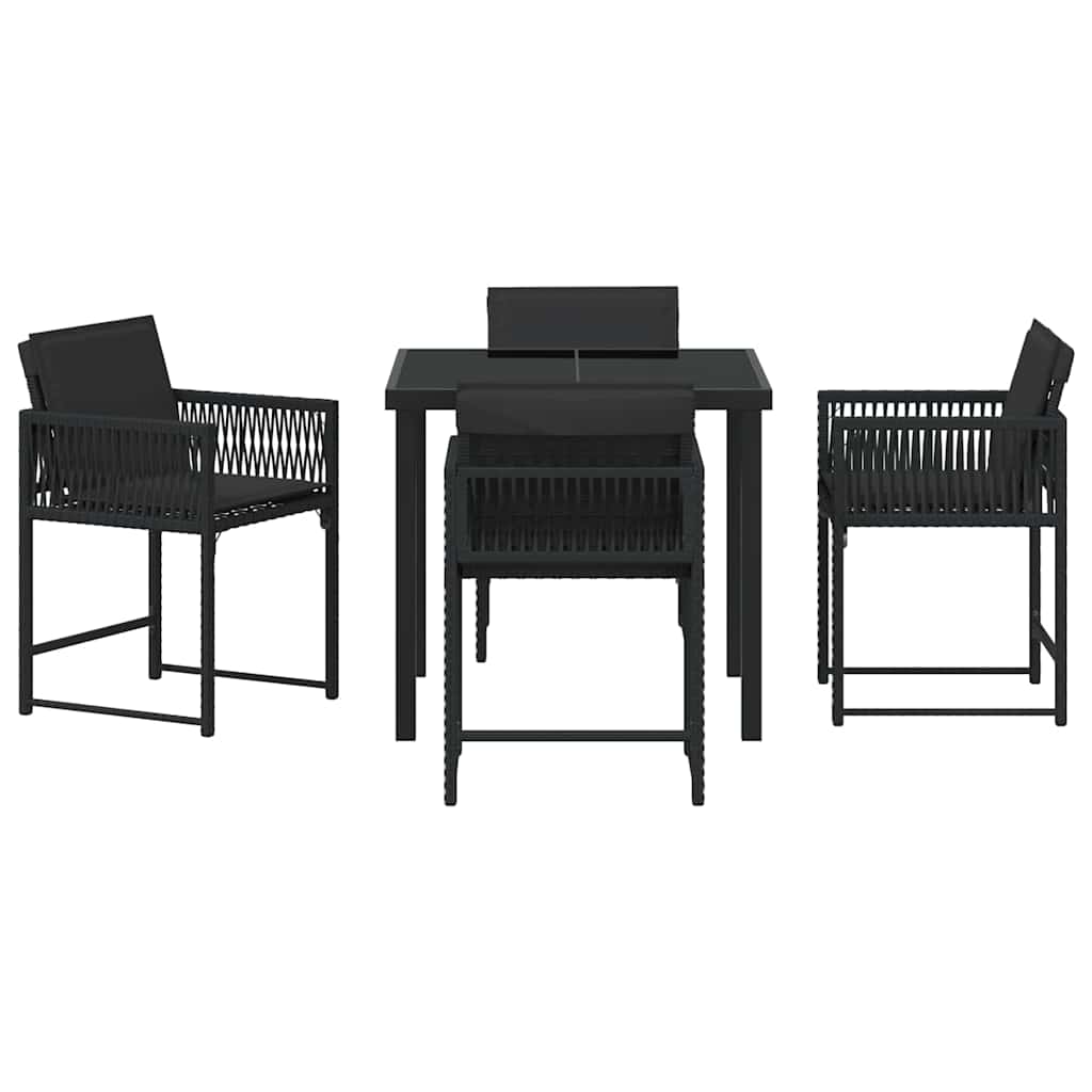 Kert étkező szett 5 pcs Fekete polirattan