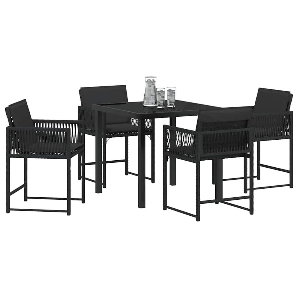 Kert étkező szett 5 pcs Fekete polirattan