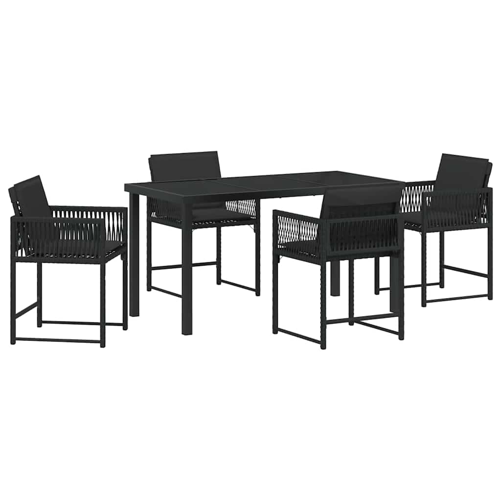 Kert étkező szett 5 pcs Fekete polirattan