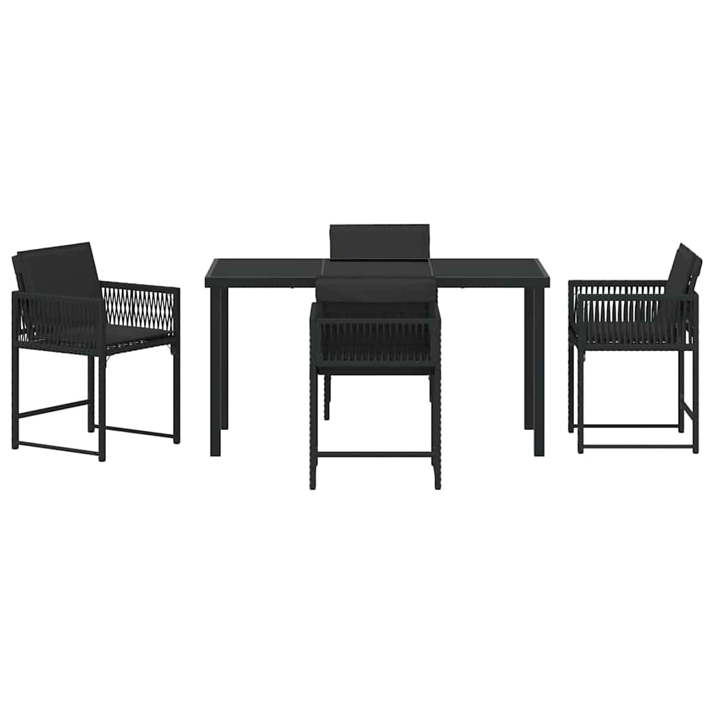Kert étkező szett 5 pcs Fekete polirattan