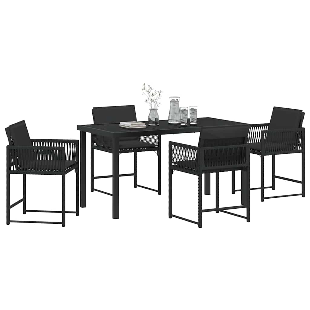 Kert étkező szett 5 pcs Fekete polirattan
