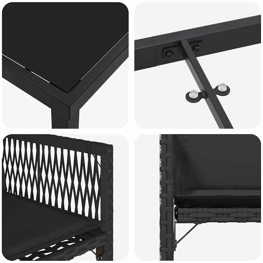 Kert étkező szett 5 pcs Fekete polirattan