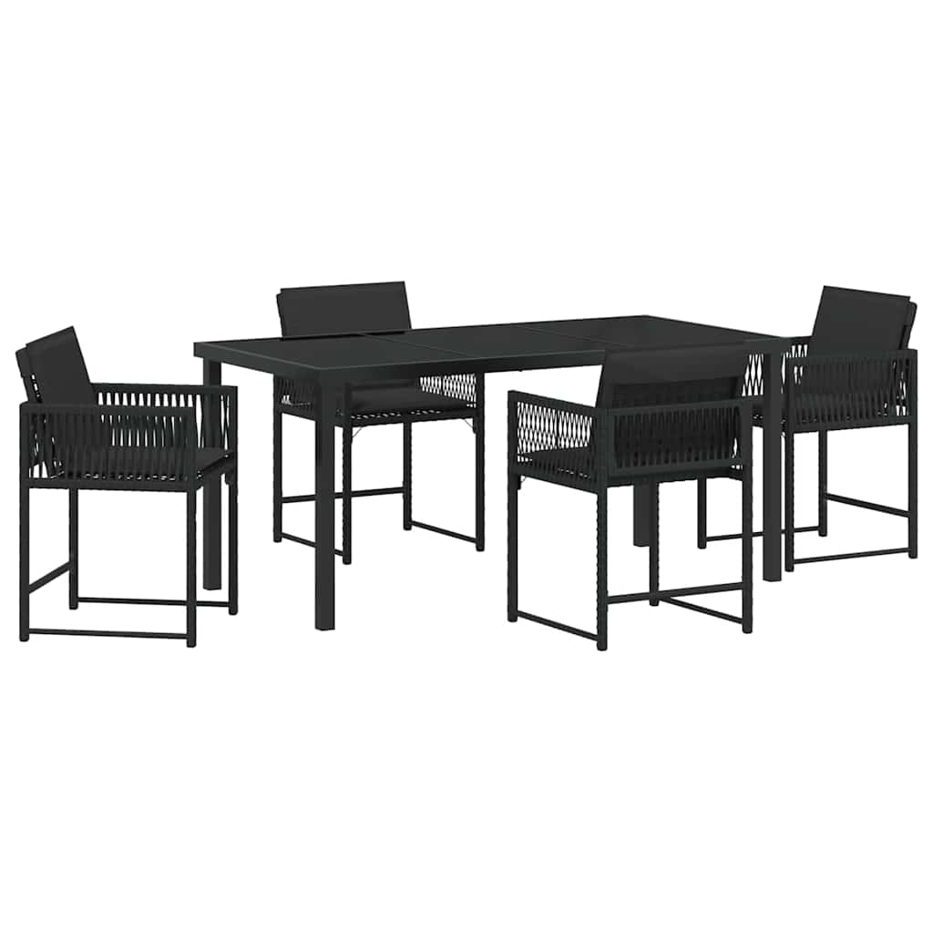 Kert étkező szett 5 pcs Fekete polirattan