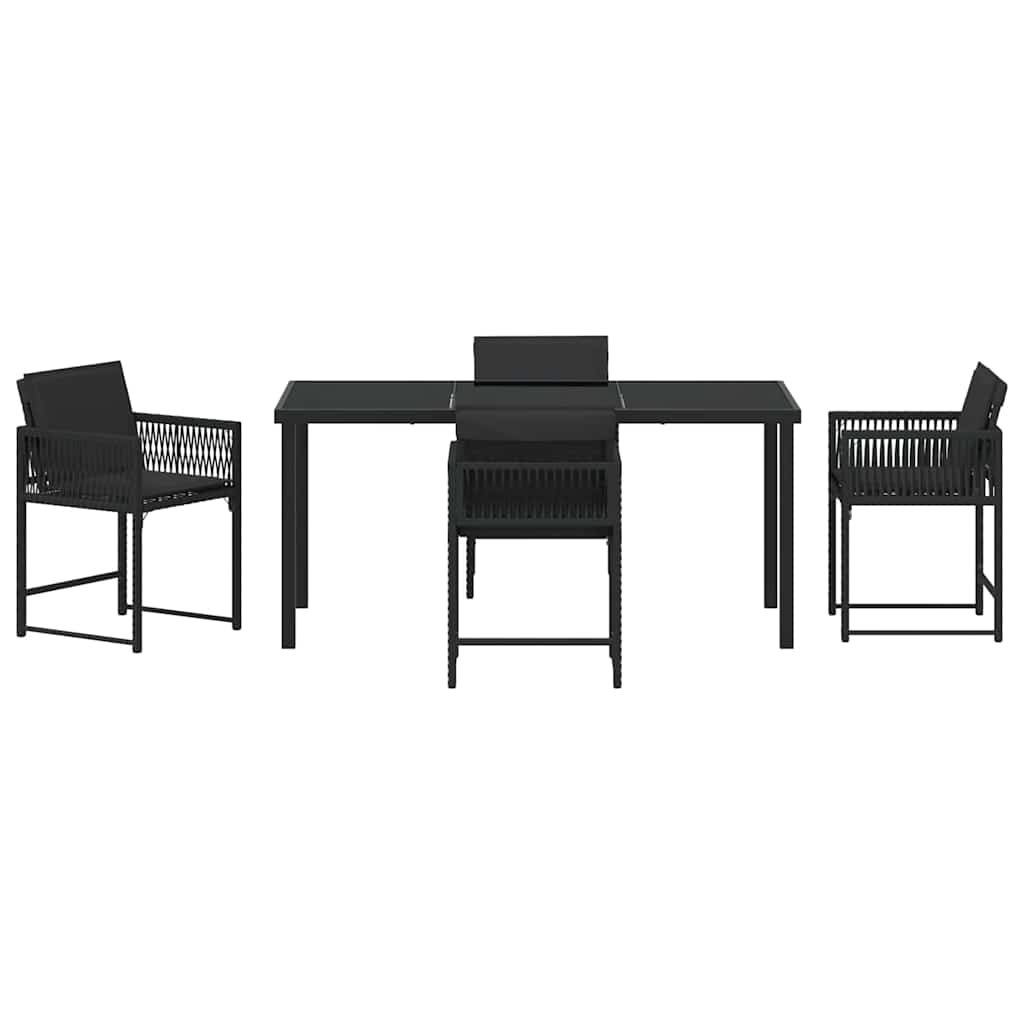 Kert étkező szett 5 pcs Fekete polirattan