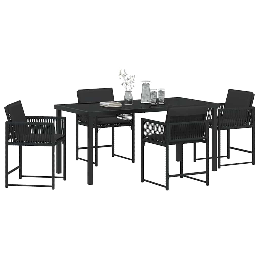 Kert étkező szett 5 pcs Fekete polirattan