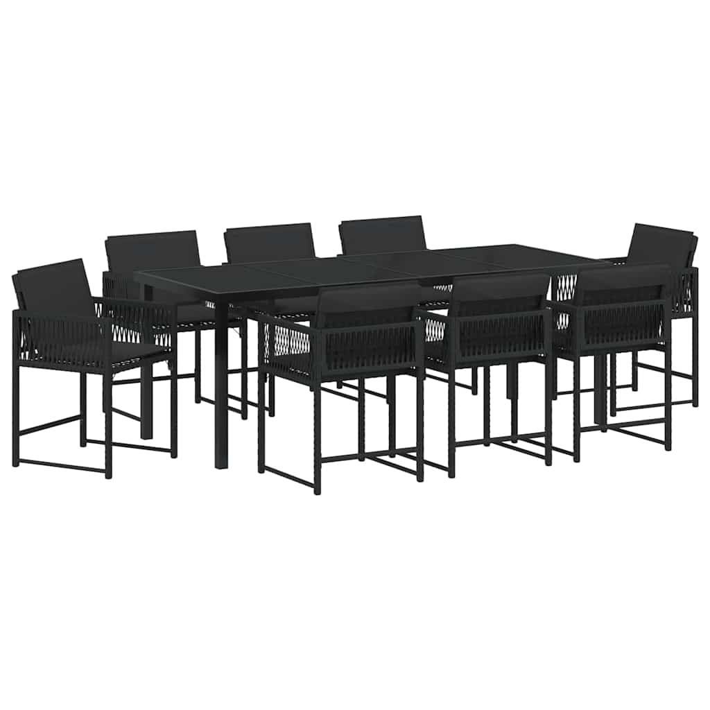 Kert étkező szett 9 pcs Fekete polirattan