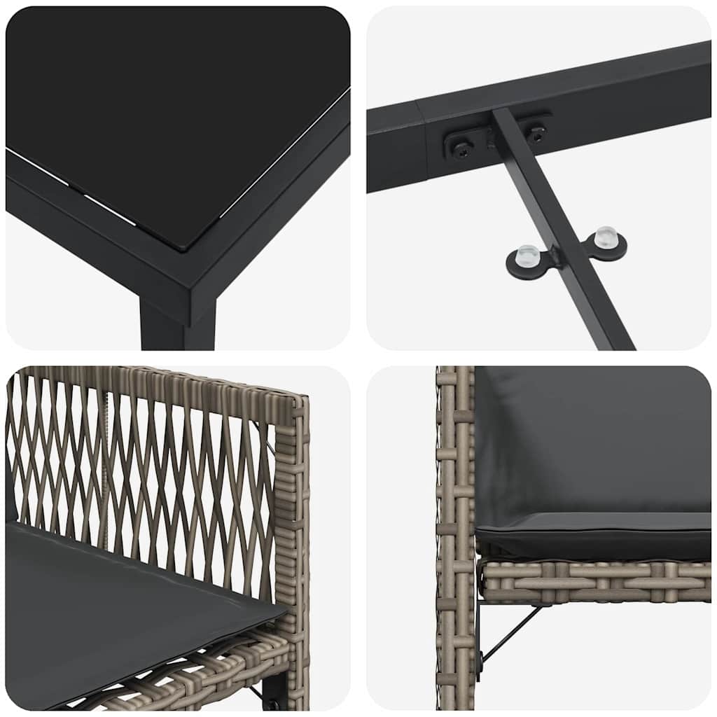 Kert étkező szett 5 pcs Szürke polirattan
