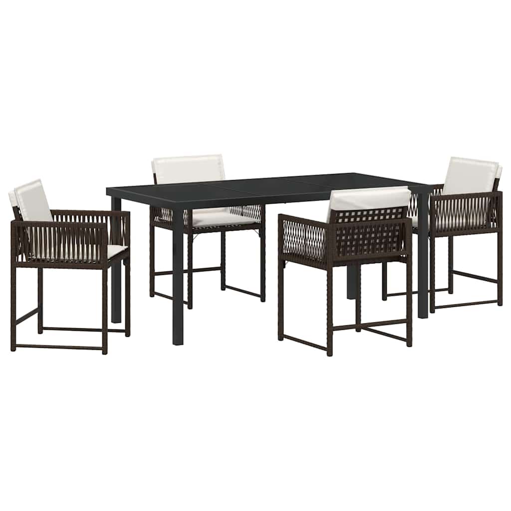 Kert étkező szett 5 pcs Barna polirattan