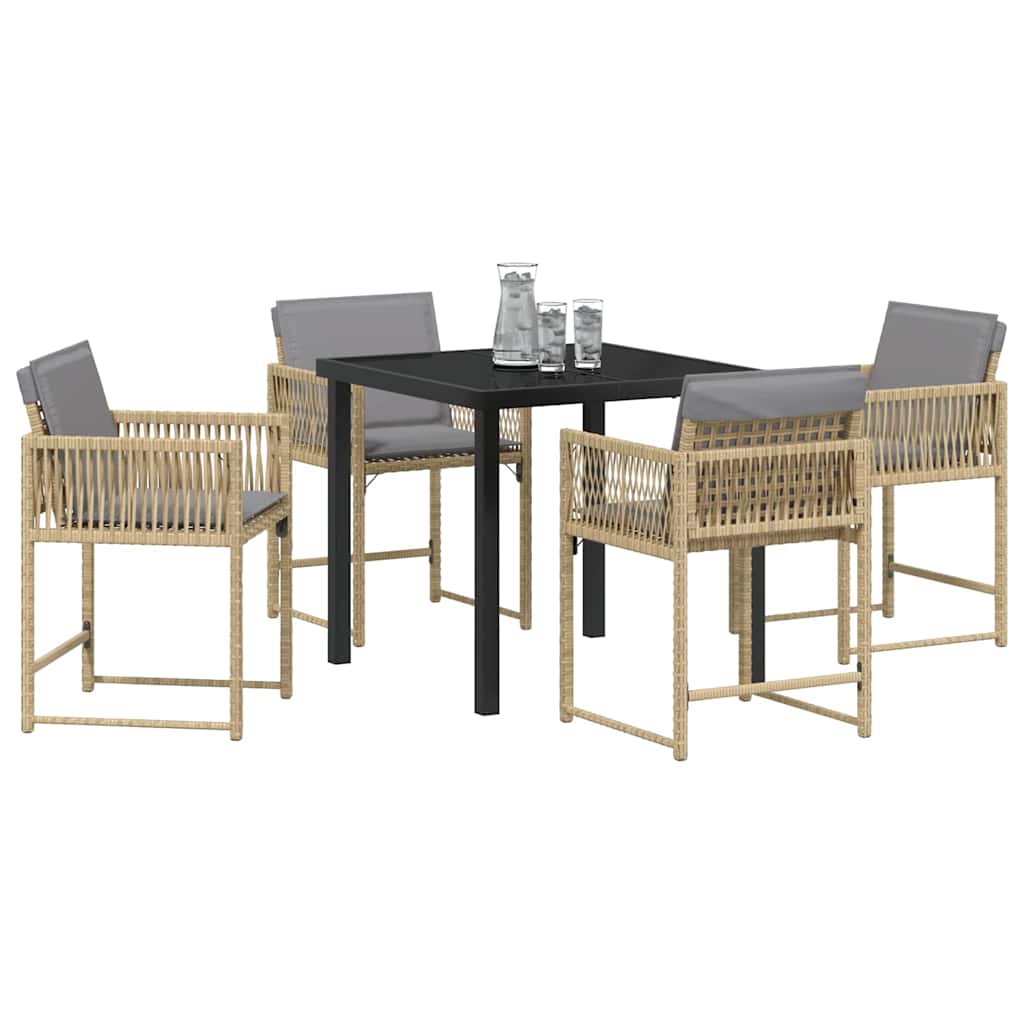 Kert étkező szett 5 pcs Bézs polirattan