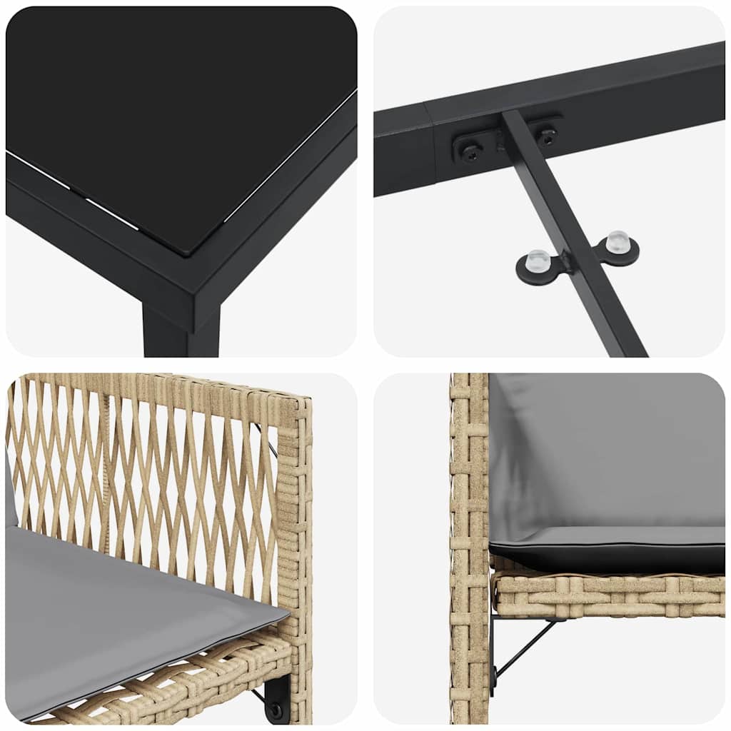 Kert étkező szett 5 pcs Bézs polirattan