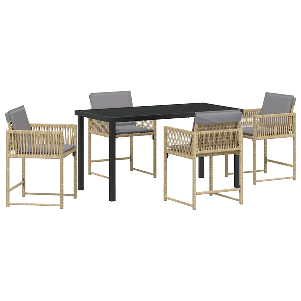 Kert étkező szett 5 pcs Bézs polirattan